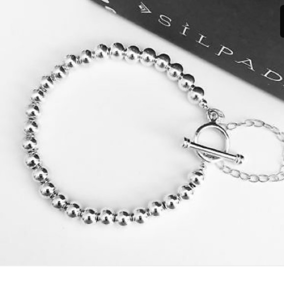 Silpada Sterling Silver Bead Ball Toggle Clasp Bracelet B0059 - Picture 3 of 6